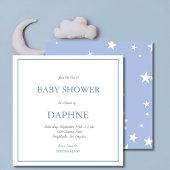 Baby shower Blue Stars Square Kaart