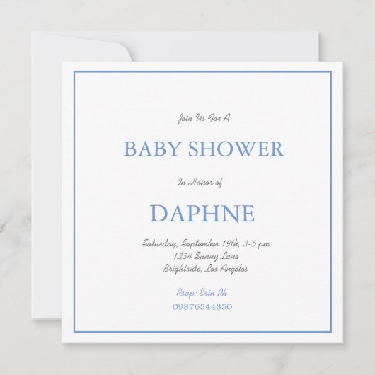 Baby shower Blue Stars Square Kaart (Voorkant)