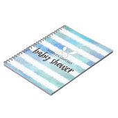 Baby shower Blue Stripe White Bunny Rabbit Guest Notitieboek (Linkerzijde)