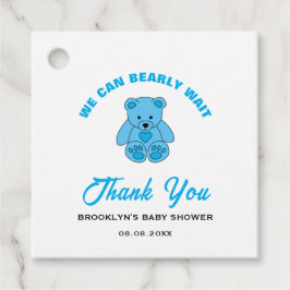 Baby shower Blue Teddy Bear We kunnen nauwelijks w Bedankjes Labels
