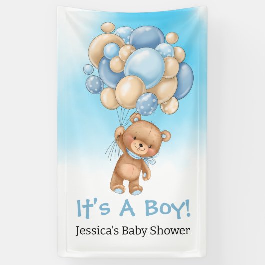 Baby shower Blue Teddy is een jongen Spandoek (Verticaal)