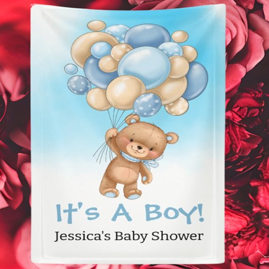 Baby shower Blue Teddy is een jongen Spandoek
