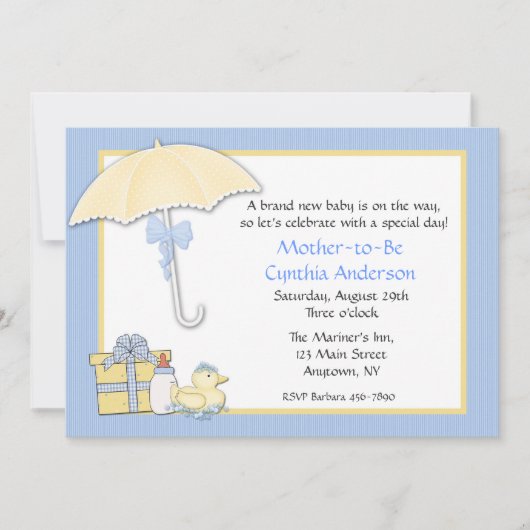 Baby shower Blue Umbrella Kaart (Voorkant)