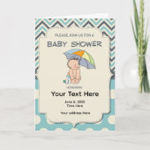 Baby Shower Blue Yellow Invitation Kaart (Voorkant)