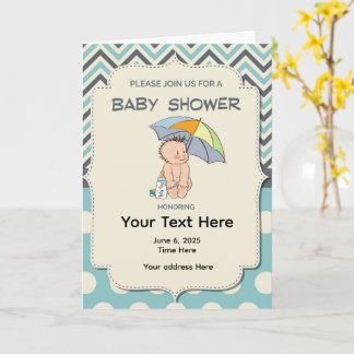 Baby Shower Blue Yellow Invitation Kaart