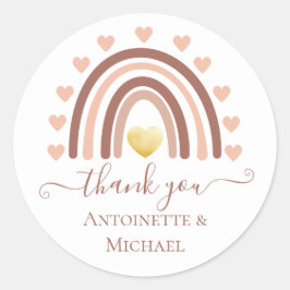 Baby shower Blush Boho Rainbow Aangepast bedankt Ronde Sticker