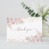 Baby shower Blush Pink Floral Bedankkaart (Staand voorkant)