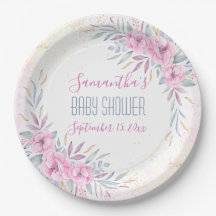 Baby shower Blush Pink Flowers Waterverf Elegant