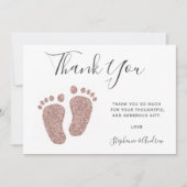 Baby shower Blush Pink Glitter Feet Hartelijk dank Bedankkaart (Voorkant)
