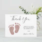 Baby shower Blush Pink Glitter Feet Hartelijk dank Bedankkaart (Staand voorkant)