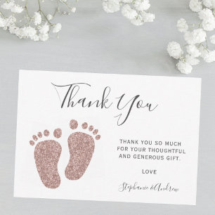 Baby shower Blush Pink Glitter Feet Hartelijk dank Bedankkaart