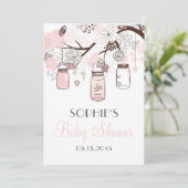 Baby shower Blush Pink Mason Jars and Flowers Kaart (Staand voorkant)