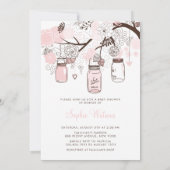 Baby shower Blush Pink Mason Jars and Flowers Kaart (Achterkant)