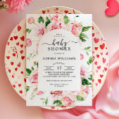 Baby shower Blush Pink Peonies Flowers Kaart