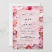 Baby shower blush roze bloemen meisje kaart (Voorkant)