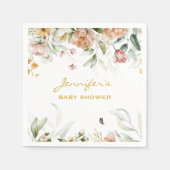 Baby shower Blush Roze Bloemen Standaard Luncheon Servet (Voorkant)