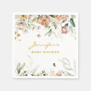 Baby shower Blush Roze Bloemen Standaard Luncheon Servet