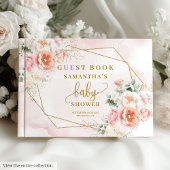 Baby shower blush roze en gouden bloemen gastenboe gastenboek