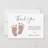 Baby shower Blush roze glitter Feet Dank u wel Bedankkaart (Voorkant)