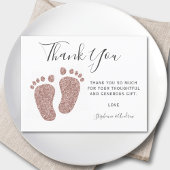 Baby shower Blush roze glitter Feet Dank u wel Briefkaart