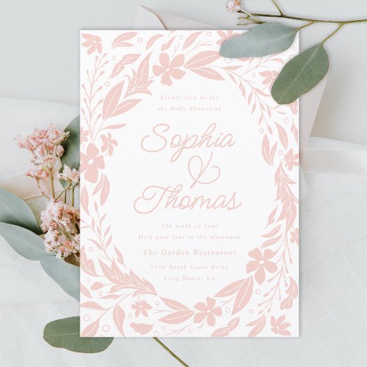 Baby shower Blush Roze koppels Kaart