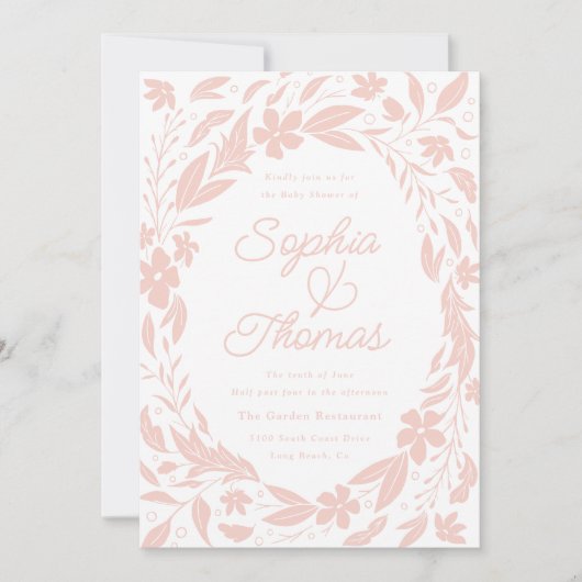 Baby shower Blush Roze koppels Kaart (Voorkant)