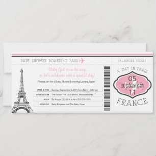 Baby shower Boarding Pass naar Parijs Kaart