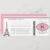 Baby shower Boarding Pass naar Parijs Kaart (Voorkant / Achterkant)