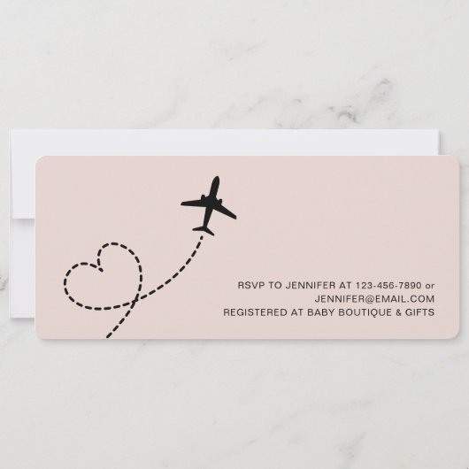 Baby shower Boarding Pass Plane Girl Pink (Achterkant)
