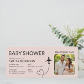 Baby shower Boarding Pass Plane Girl Pink (Staand voorkant)