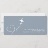 Baby shower Boarding Pass Vliegtuig Dusty Blue Tic (Achterkant)