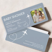 Baby shower Boarding Pass Vliegtuig Dusty Blue Tic