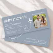 Baby shower Boarding Pass Vliegtuig Dusty Blue Tic