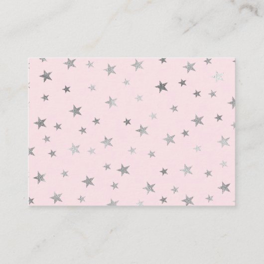 Baby shower boek aanvraag, blush roze zilveren ste informatiekaartje (Achterkant)
