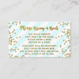 Baby shower Boek Aanvraag Kaart Blauw Goud Confett