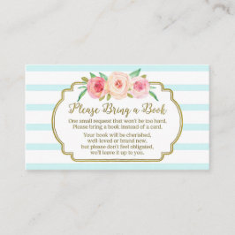 Baby shower Boek Aanvraag Kaart Roze Bloemen Blauw