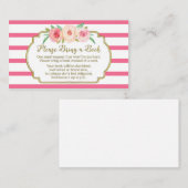Baby shower Boek Aanvraag Kaart Roze Bloemen Strip (Voorkant / Achterkant)