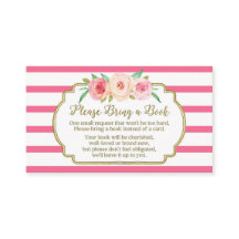 Baby shower Boek Aanvraag Kaart Roze Bloemen Strip