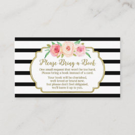 Baby shower Boek Aanvraag Kaart Roze Bloemen Zwart