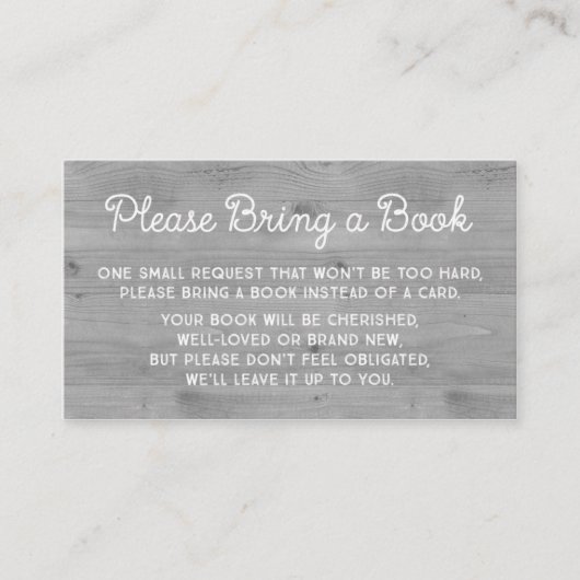 Baby shower Boek Aanvraag Kaart Rustiek Grijs Hout (Voorkant)