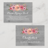 Baby shower Boek Aanvraag Kaart Rustiek Hout Bloem (Voorkant / Achterkant)