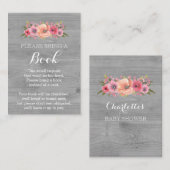 Baby shower Boek Aanvraag Kaart Rustiek Hout Bloem (Voorkant / Achterkant)