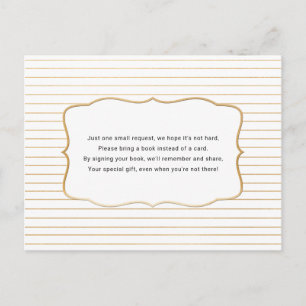 Baby shower Boek aanvraag kaart, witgoud Uitnodiging Briefkaart