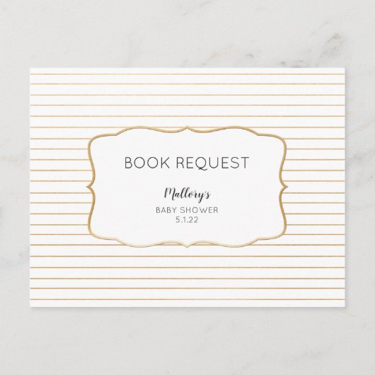 Baby shower Boek aanvraag kaart, witgoud Uitnodiging Briefkaart (Achterkant)