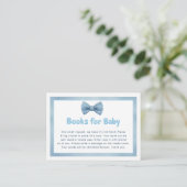 Baby shower Boek Aanvraag Licht Blauw Bow Stropdas Informatiekaartje (Staand voorkant)