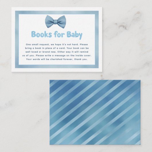 Baby shower Boek Aanvraag Licht Blauw Bow Stropdas Informatiekaartje (Voorkant / Achterkant)