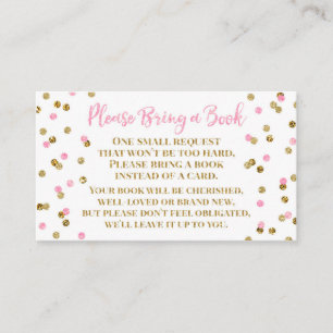 Baby shower Boek Aanvraag Roze Goud Confetti Informatiekaartje