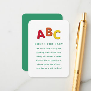 Baby shower boek aanvraag schattig kleurrijk ABC Informatiekaartje