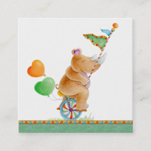 Baby shower boek cadeaubonnen Animal Circus Art Vierkante Visitekaartje