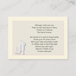 Baby shower Boek Gedicht Roze Insert Kaart